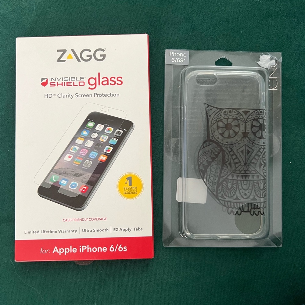 iPhone 6/6S Zagg glass shield & owl case